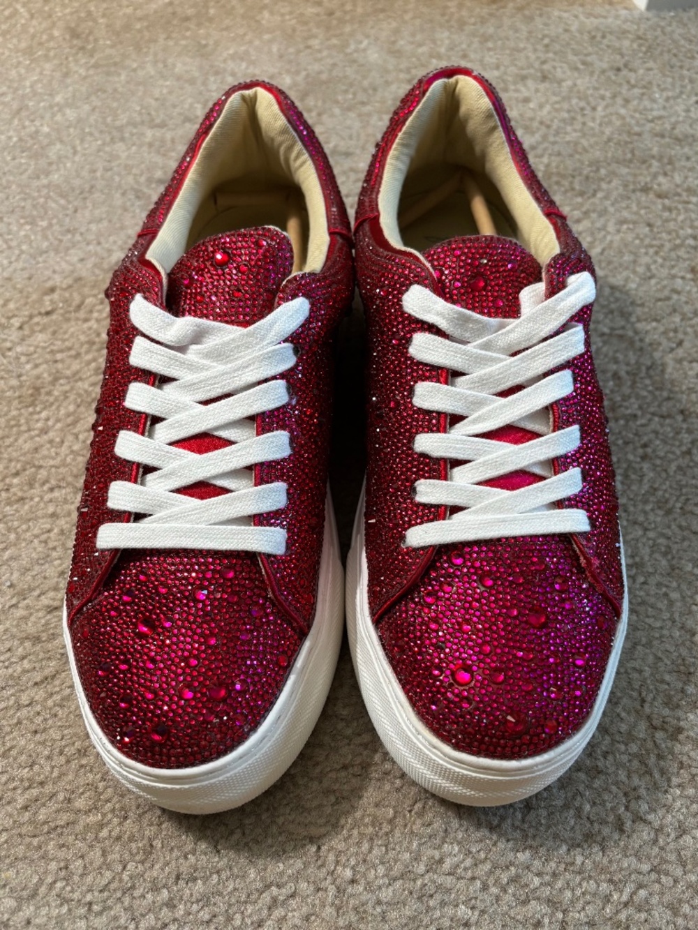 Size 8 Betsey Johnson Sidny Fuchsia Pink Rhinestone Platform Sneakers